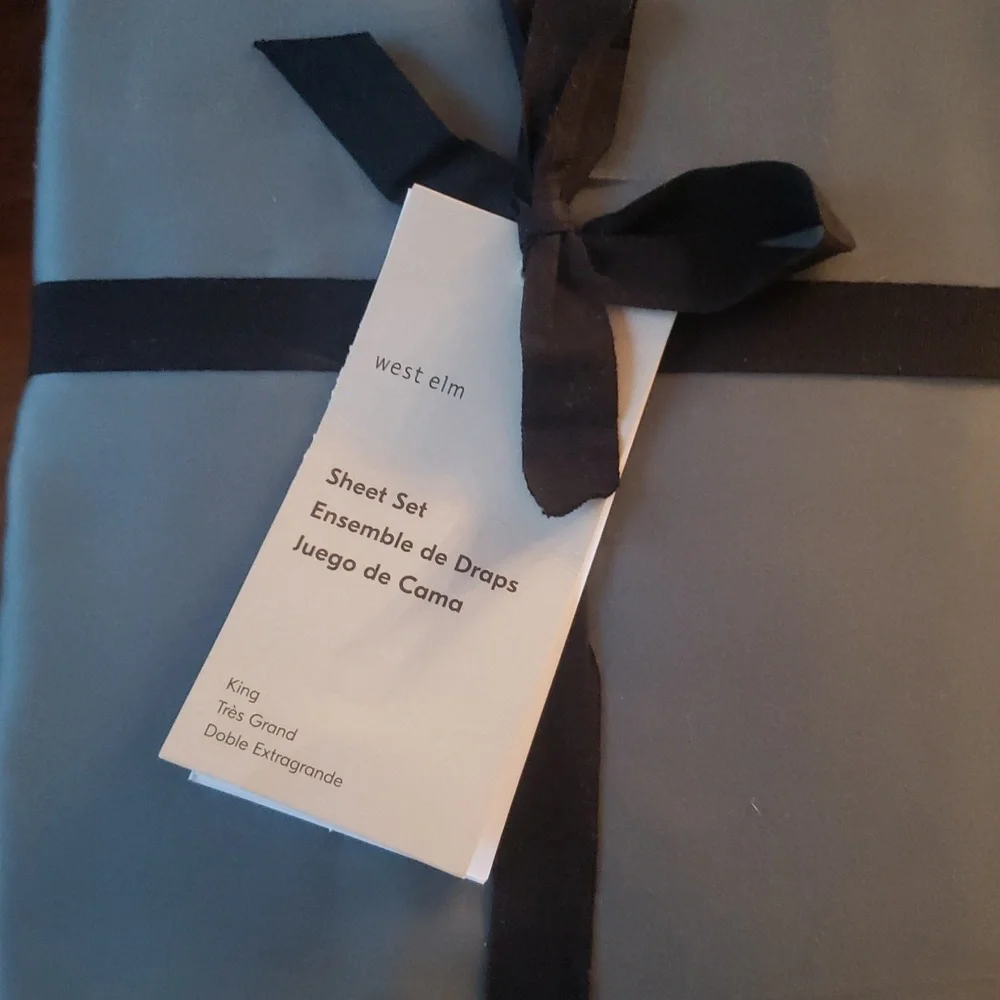 West Elm Silky TENCEL™ Sheet Set, Color-Stormy Blue, King, Retail $189.00